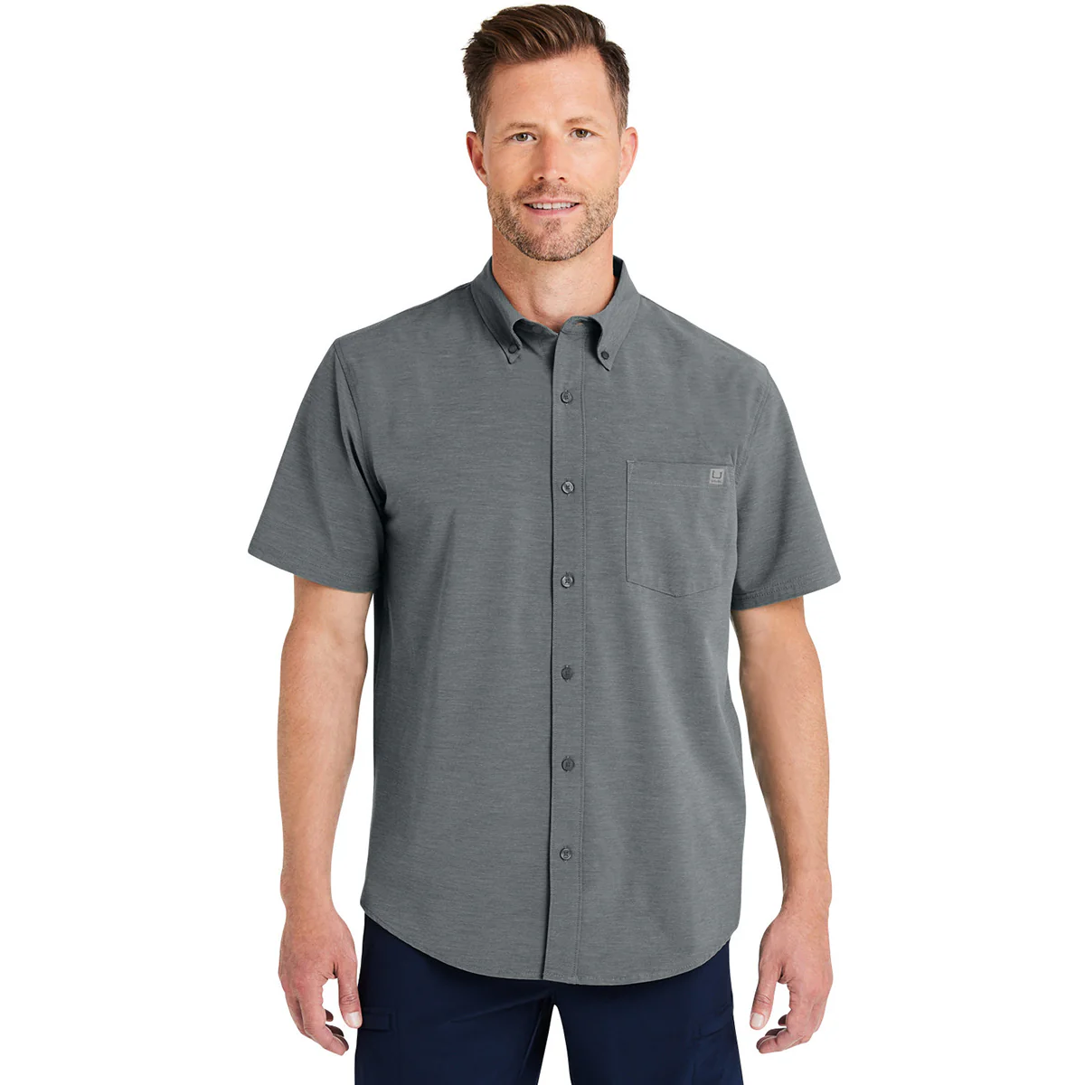 HUK Men's Volcanic Ash Kona Solid Short Sleeve Shirt - Image 4