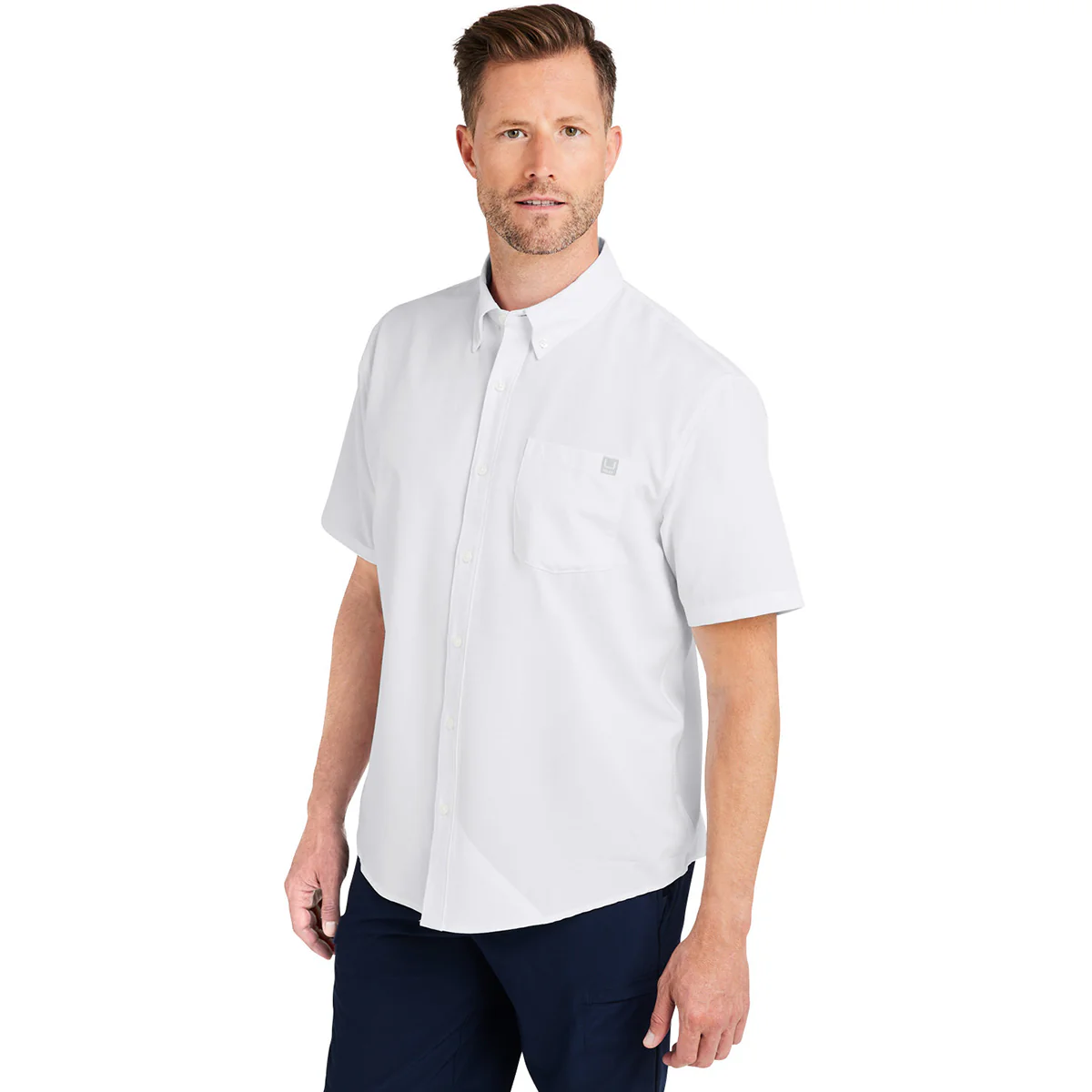 HUK Men's White Kona Solid Short Sleeve Shirt - Image 6