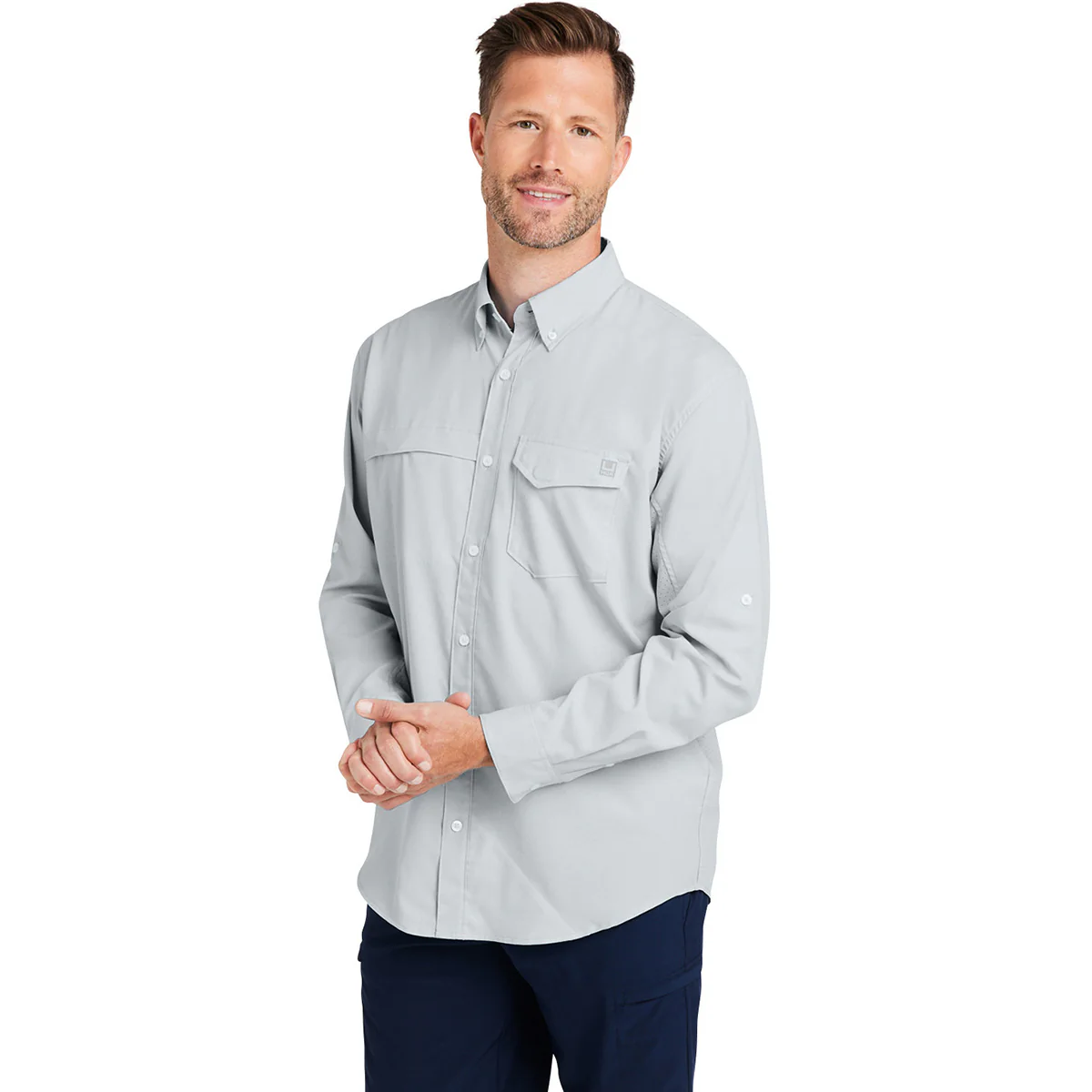 HUK Men's Harbor Mist Tide Point Long Sleeve Shirt - Image 6