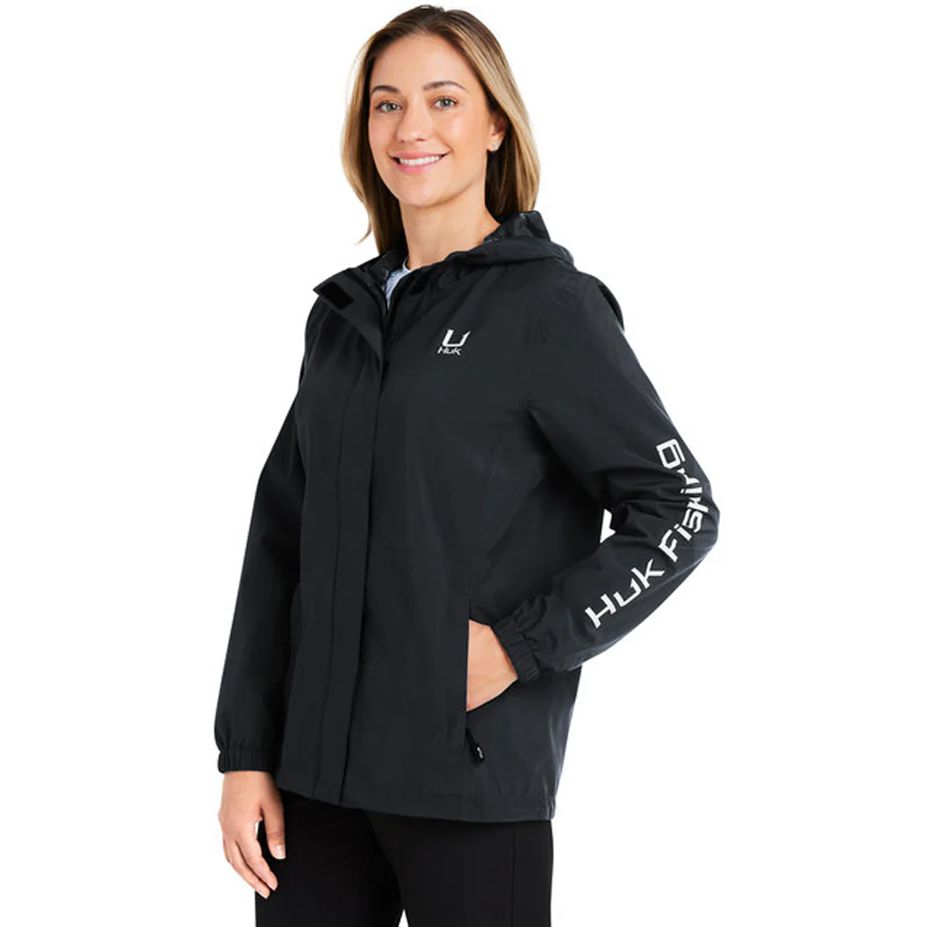 HUK Women's Black Storm Rain Jacket - Image 2