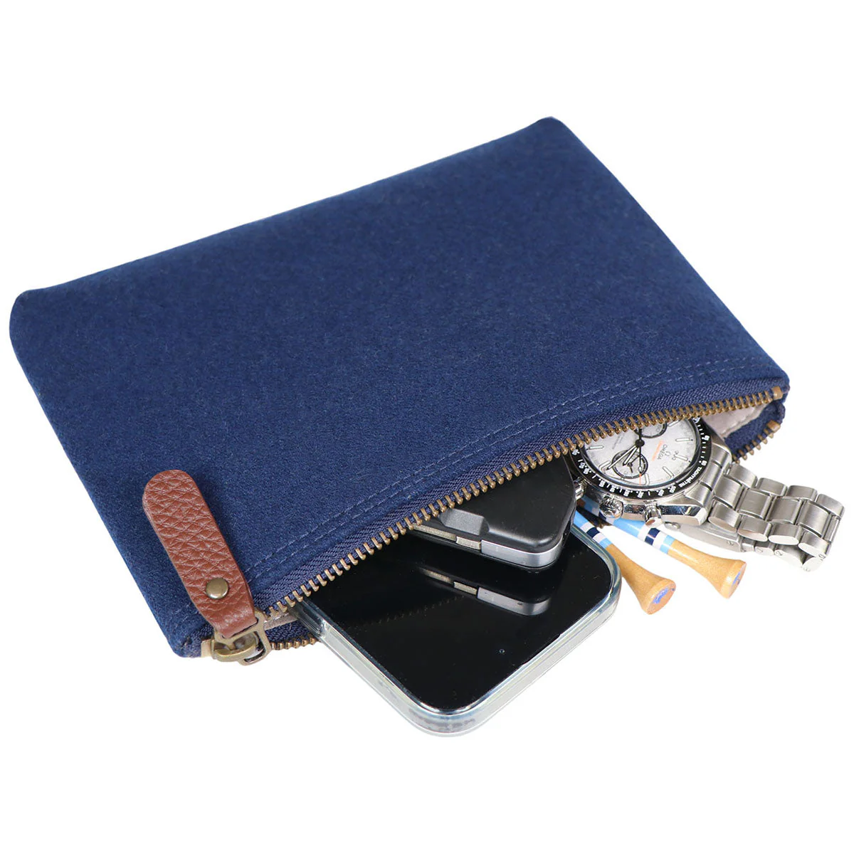 Heritage Gear Navy/Tan Wool Valuables Pouch - Image 3