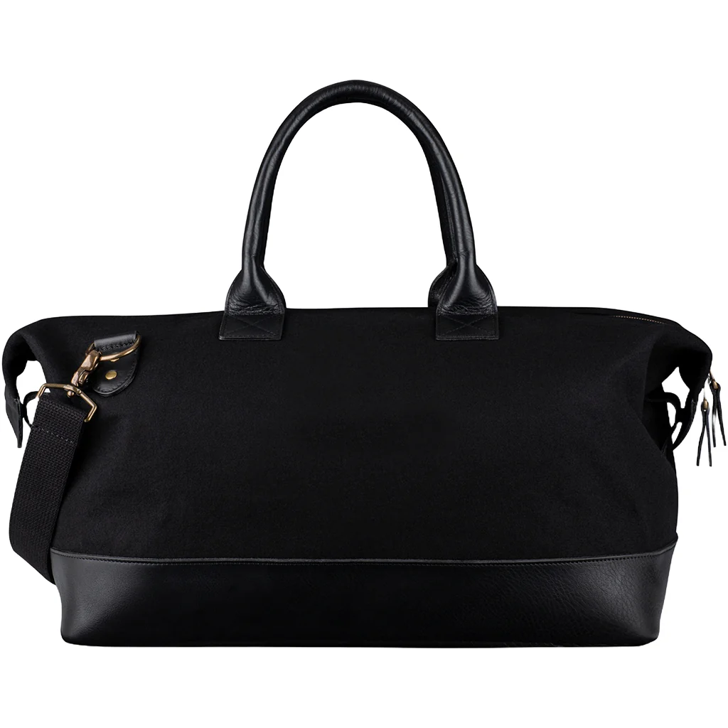 Heritage Gear Black/Black Wool Weekender Duffle Bag - Image 3