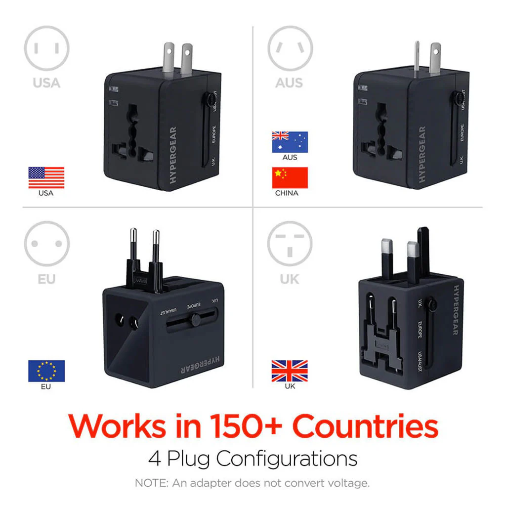 HyperGear Black All-In-One World Travel Adapter - Image 5