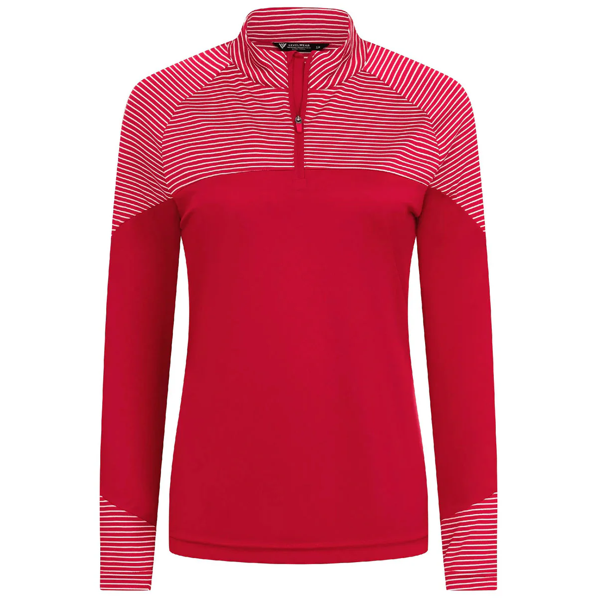 Levelwear Women's Flame Red Classic Stripes Pullover