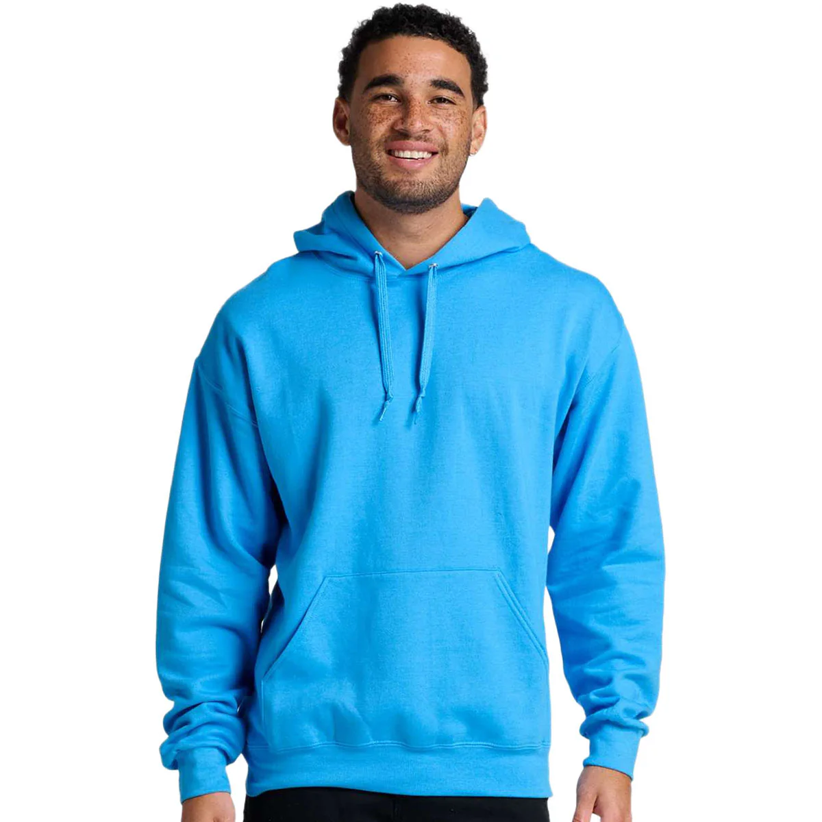 Jerzees Unisex Soul Blue Heather Ultimate CVC Hooded Sweatshirt - Image 3