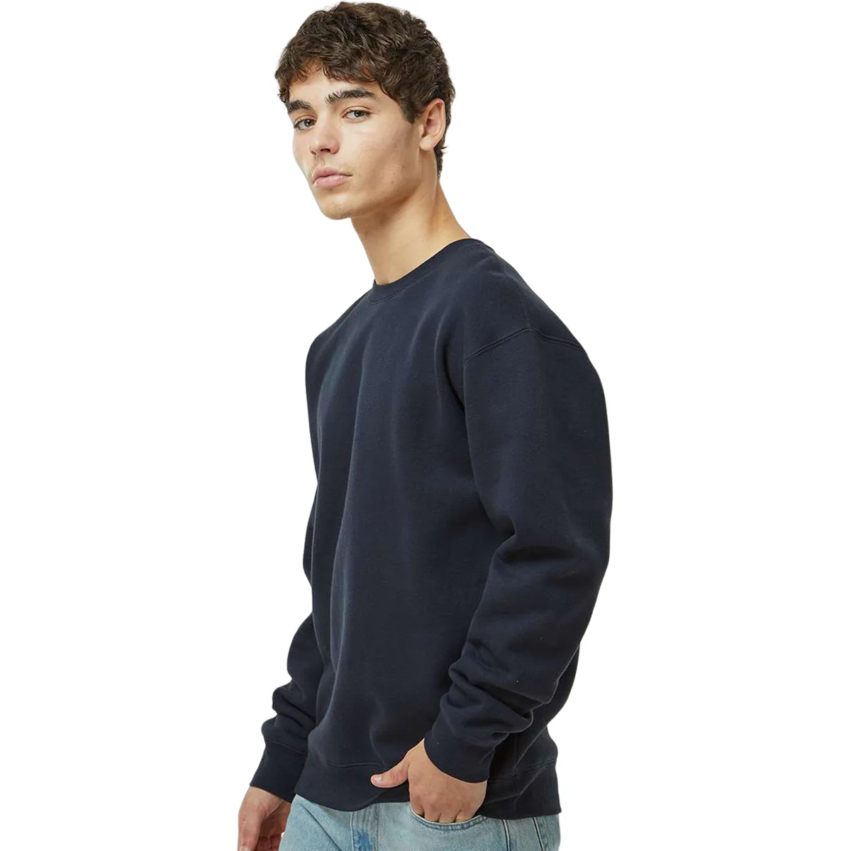 Independent Trading Co. Men's Navy Heavyweight Crewneck Sweatshirt - Image 5