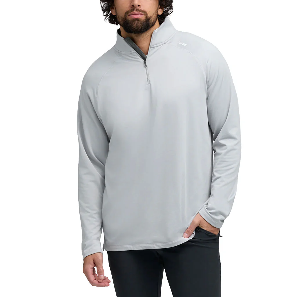 UNRL Men's Core Grey Interlock Quarter Zip - Image 2