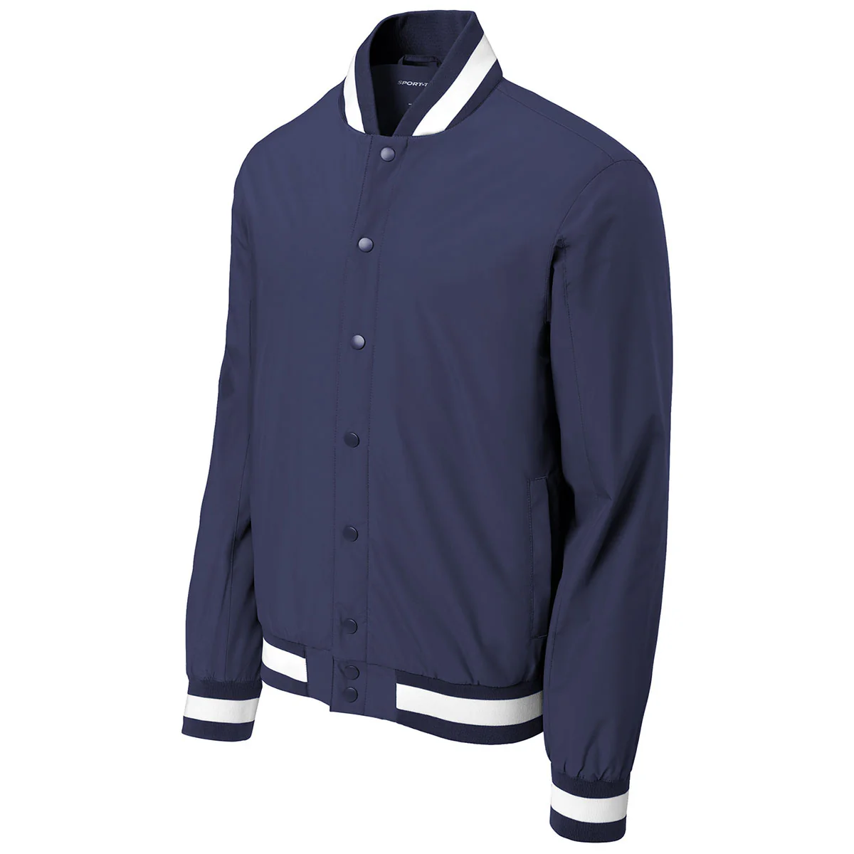 Sport-Tek Men's True Navy Insulated Varsity Jacket - Image 3
