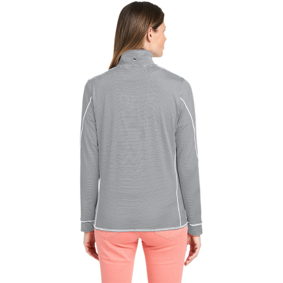 Vineyard Vines Women's Heather Grey Microstripe Sankaty Half-Zip Pullover - Image 2
