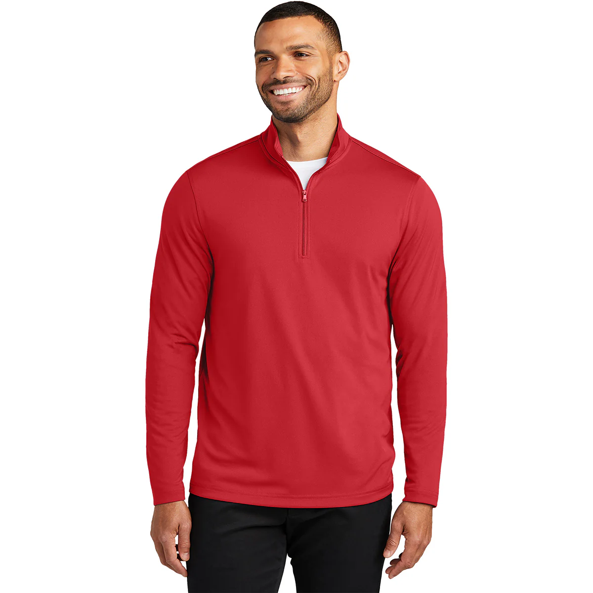 Port Authority Men's Rich Red Dry Zone UV Micro-Mesh 1/4 Zip - Image 3