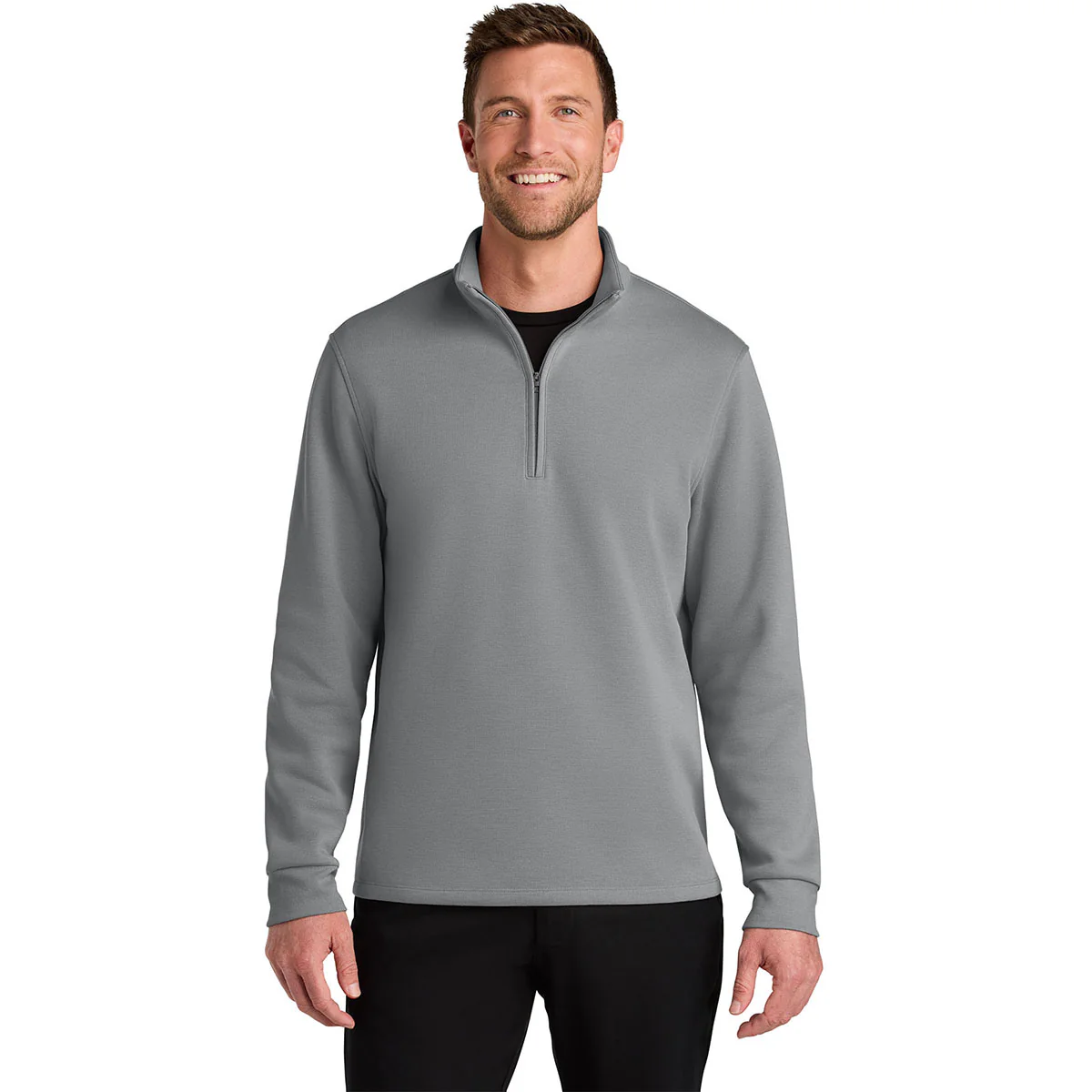 Port Authority Men's Gusty Grey Wearever Signature Double Pique 1/4-Zip - Image 3