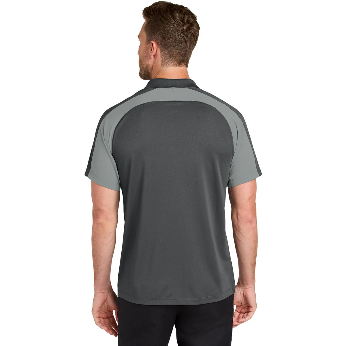 Port Authority Men's Storm Grey/Gusty Grey Wearever Performance Pique Colorblock Polo - Image 4