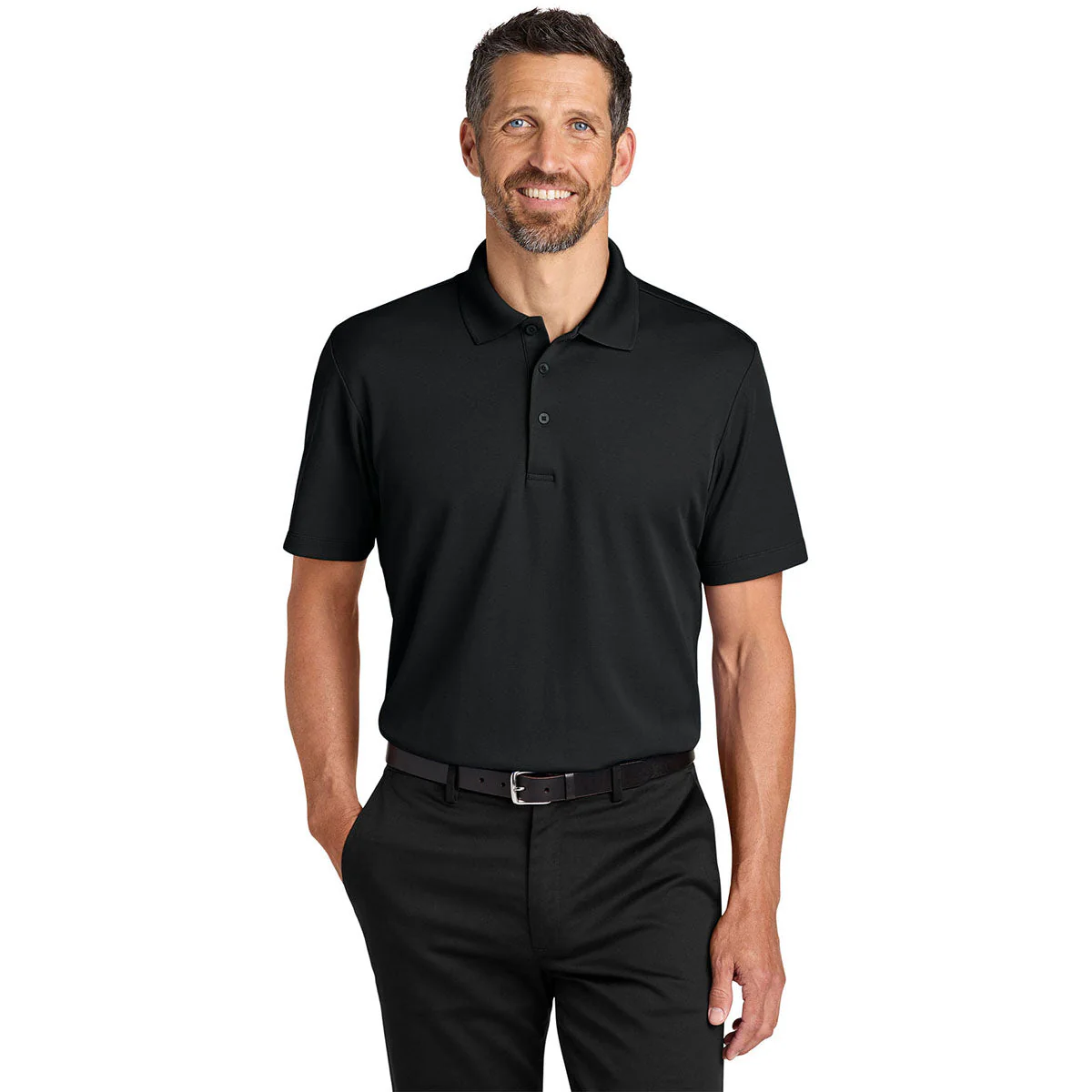 Port Authority Men's Deep Black Plaited Pique Polo - Image 3