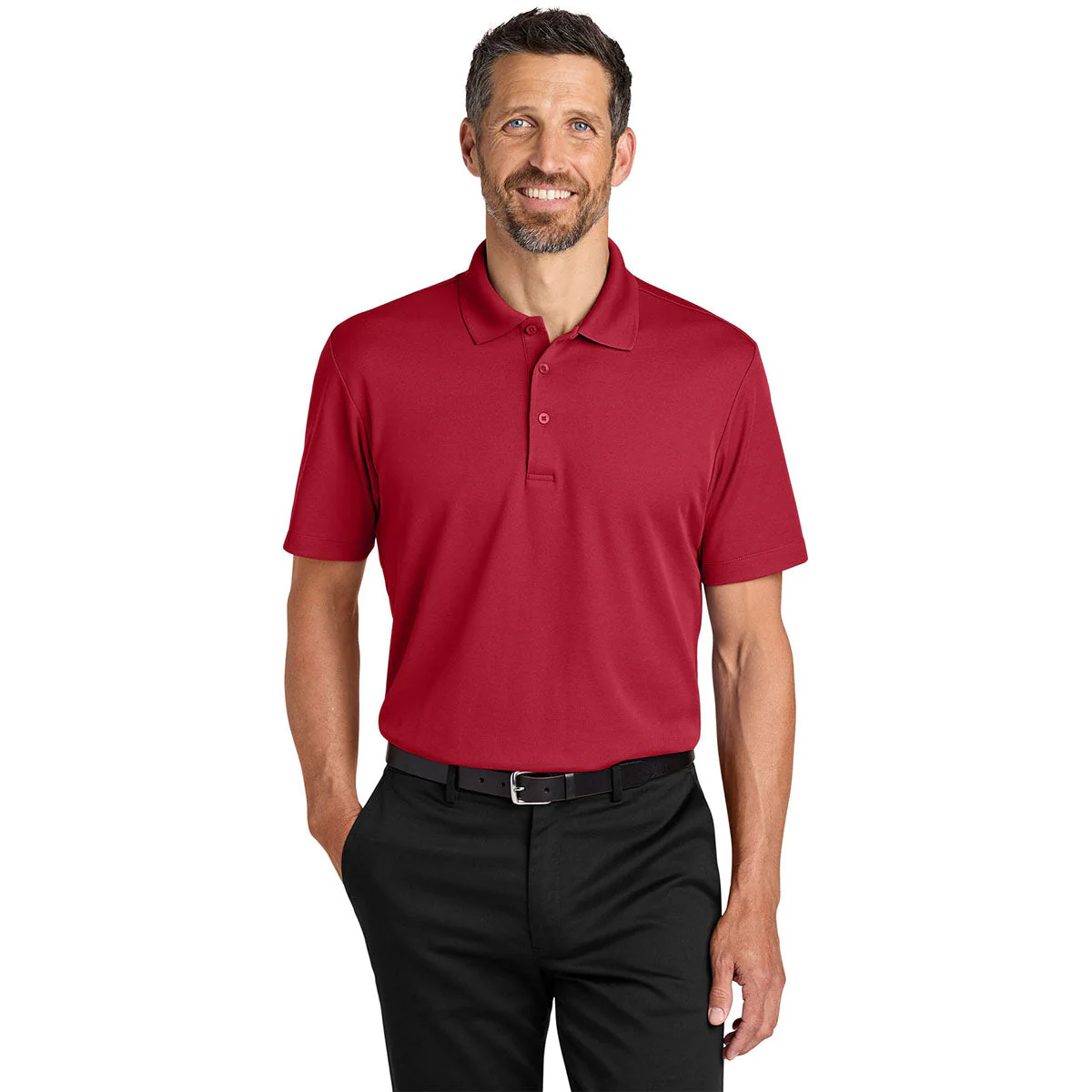 Port Authority Men's Rich Red Plaited Pique Polo - Image 3