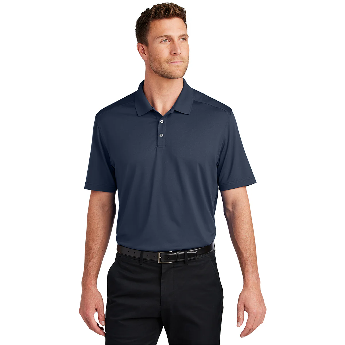 Port Authority Men's River Blue Navy City Stretch Flat Knit Polo - Image 3