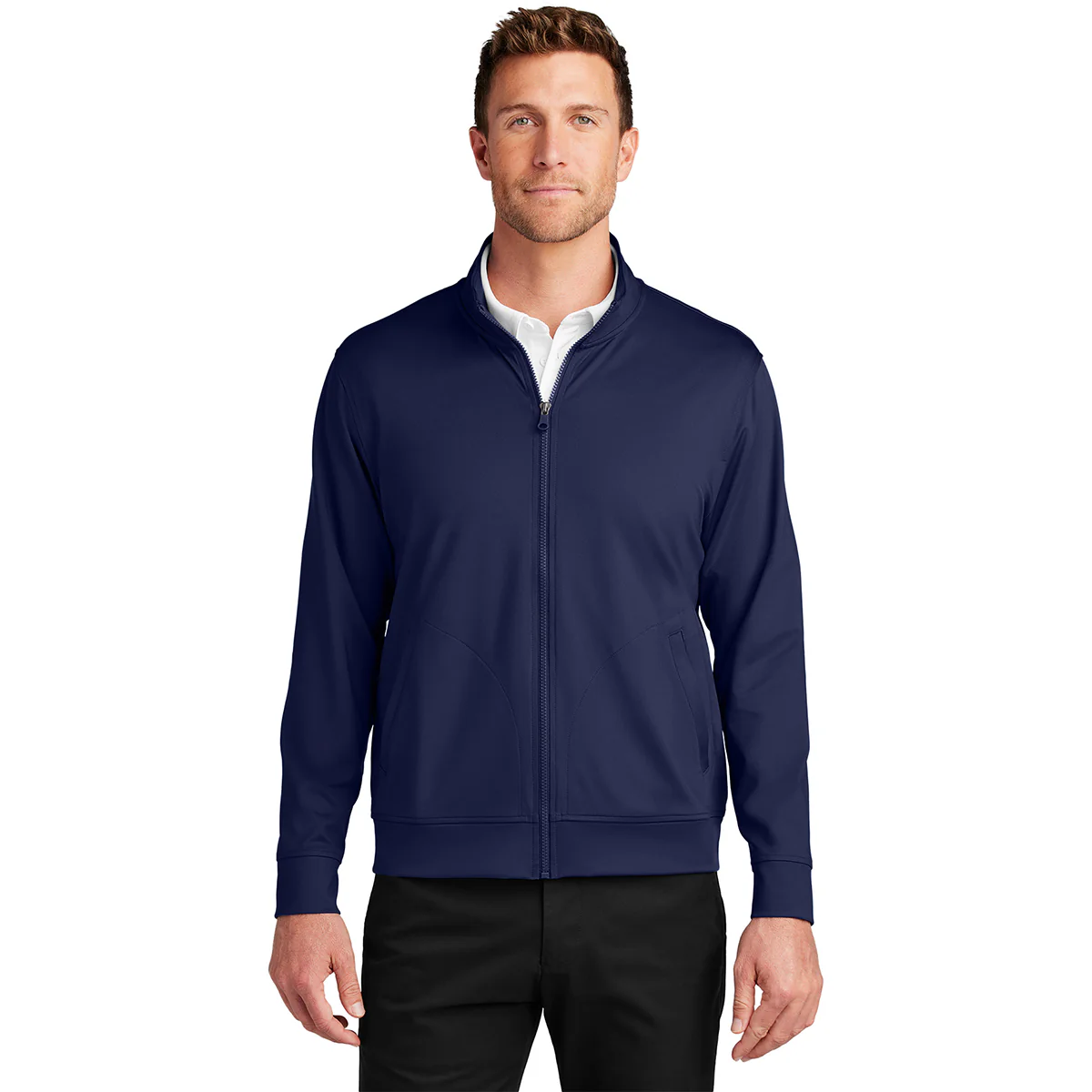 Port Authority Men's True Navy C-FREE Double Knit Full-Zip - Image 3