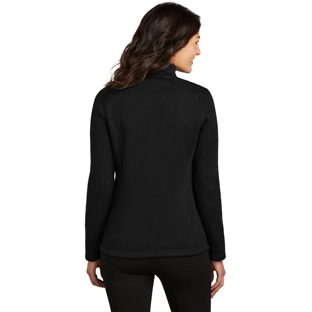 Port Authority Women's Deep Black Arc Sweater Fleece Jacket - Image 4