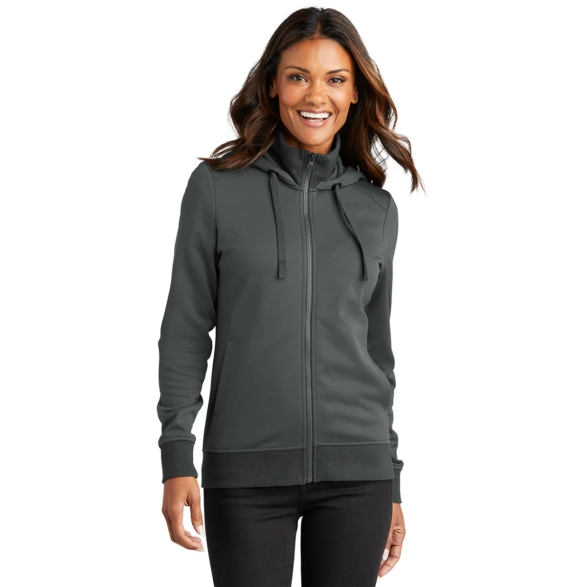 Port Authority Women's Graphite Smooth Fleece Hooded Jacket - Image 3