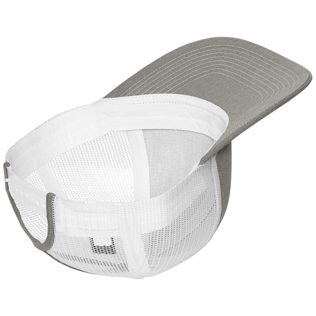 Port Authority Women's Heather Grey/ White Snapback Ponytail Trucker Cap - Image 5