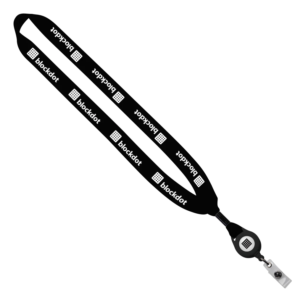 SnugZ Black 3/4" Cotton Lanyard with Metal Crimp & Black Retractable Badge Reel
