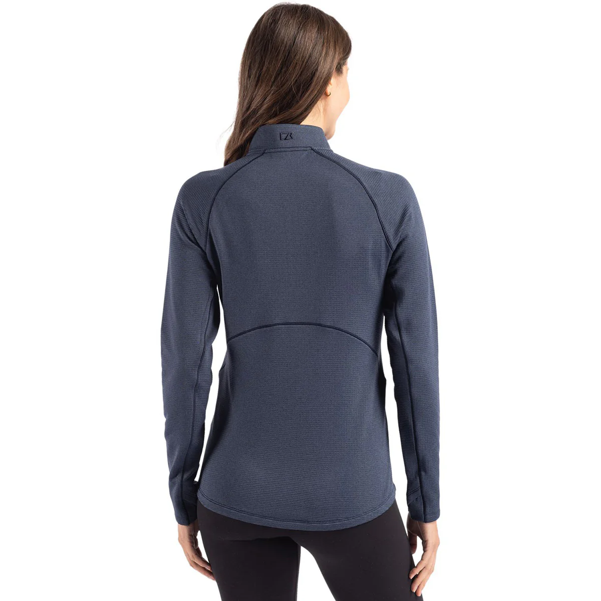Cutter & Buck Women's Navy Blue Heather Peshastin Eco Recycled Half Zip Pullover - Image 4