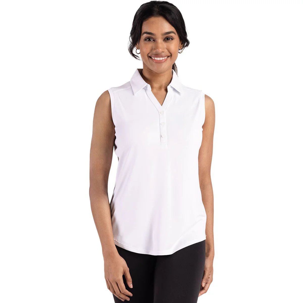 Cutter & Buck Women's White Forge Eco Stretch Recycled Sleeveless Polo - Image 3