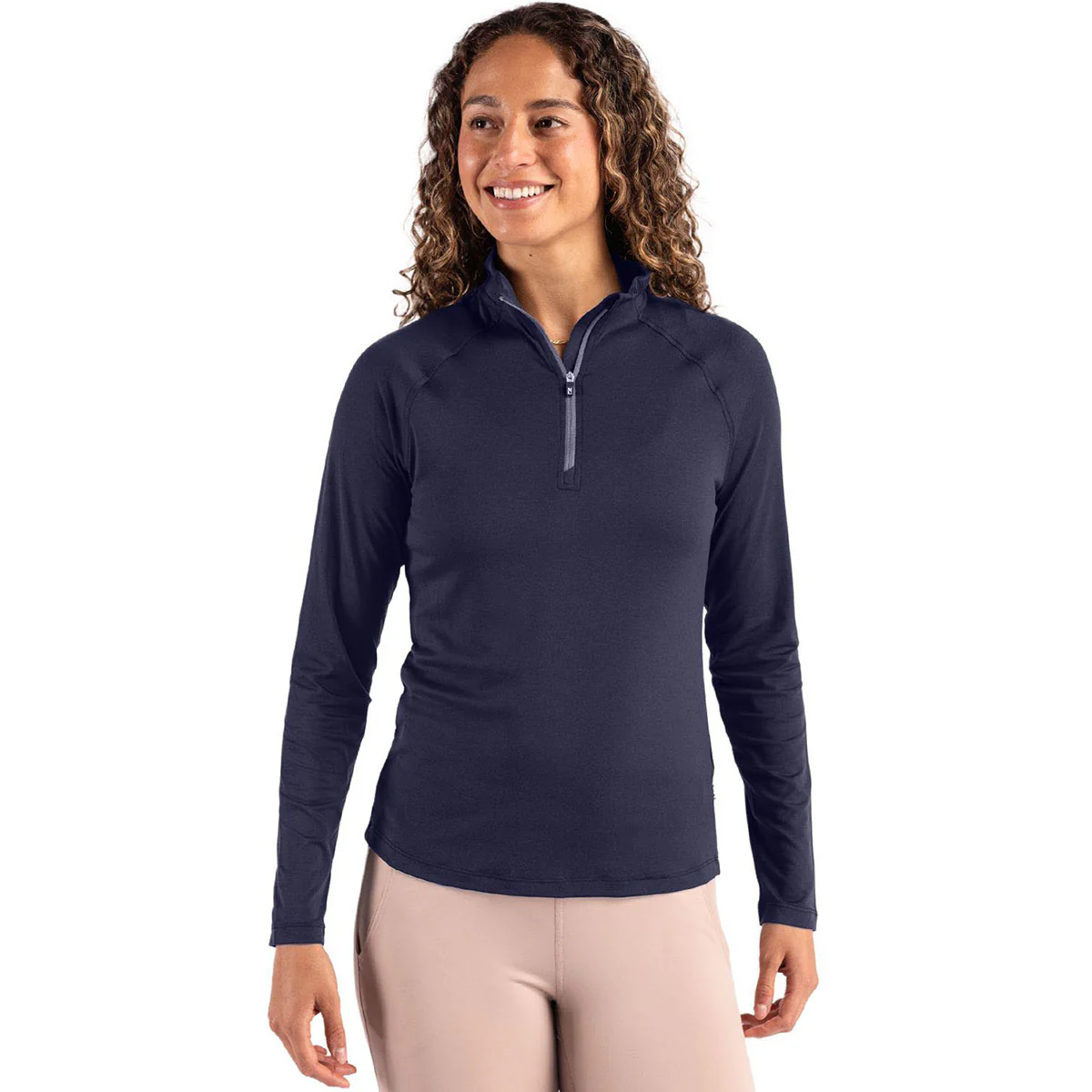 Cutter & Buck Women's Navy Blue Coastline Epic Comfort Recycled Quarter Zip - Image 3