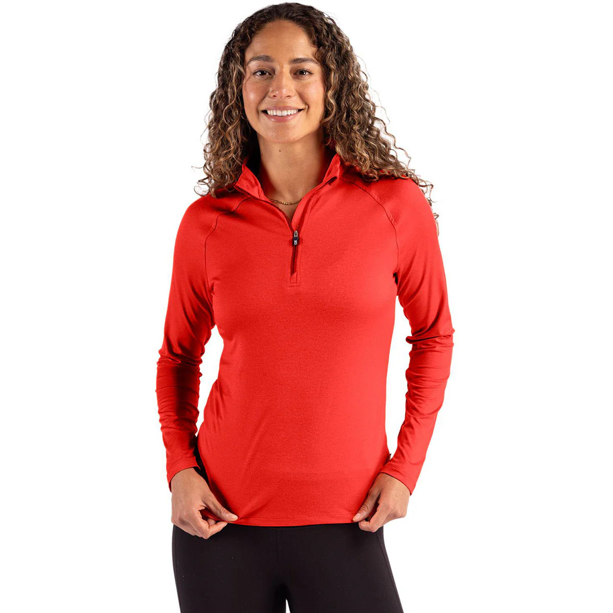 Cutter & Buck Women's Red Coastline Epic Comfort Recycled Quarter Zip - Image 3