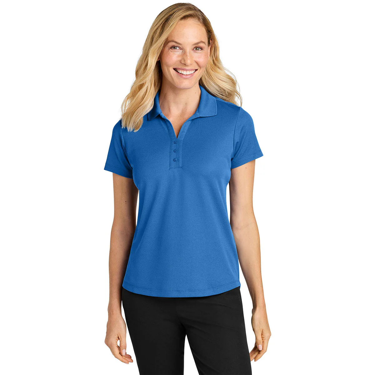 Port Authority Women's Strong Blue Plaited Pique Polo - Image 3