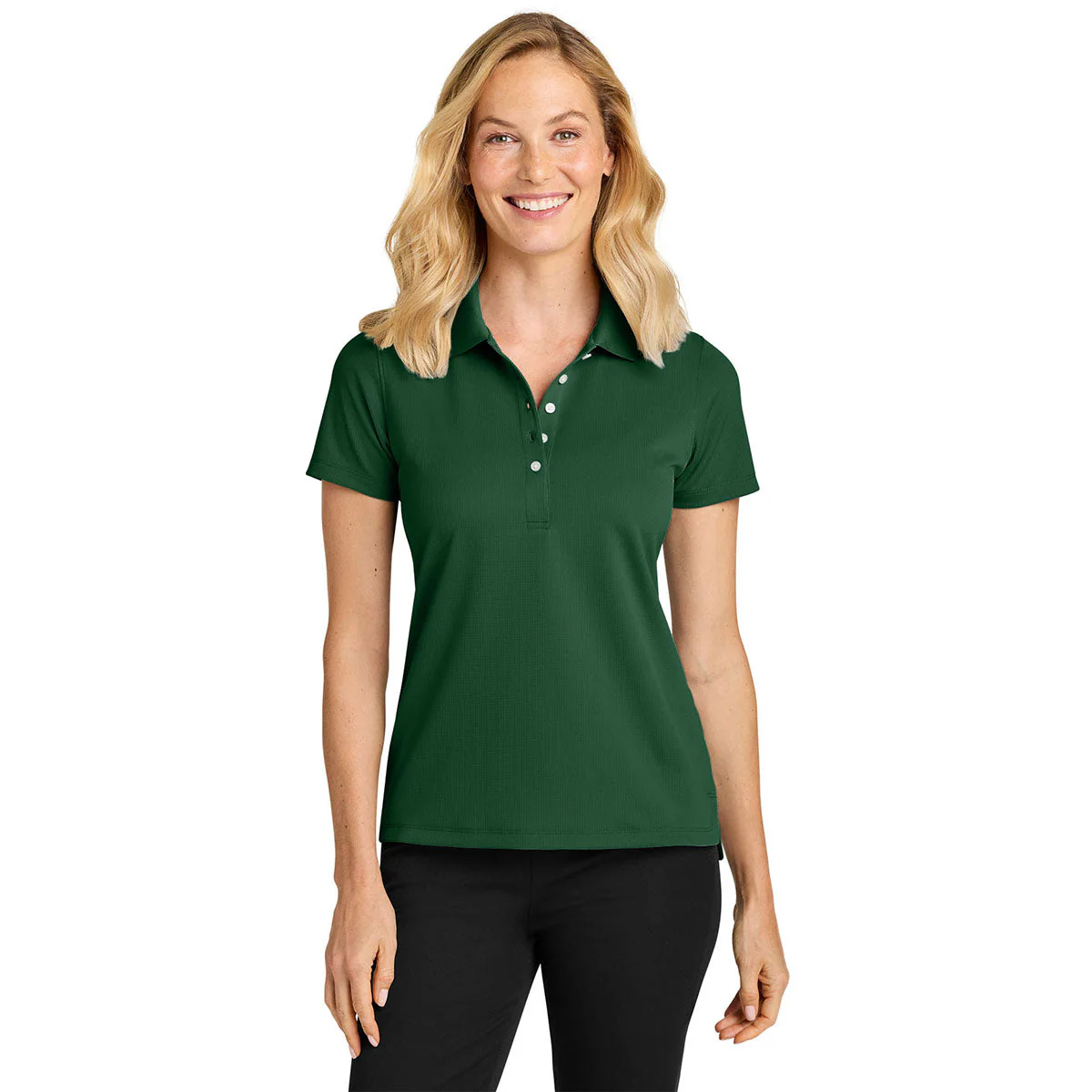 Port Authority Women's Hunter Green Dry Zone Stain-Release Grid Polo - Image 3