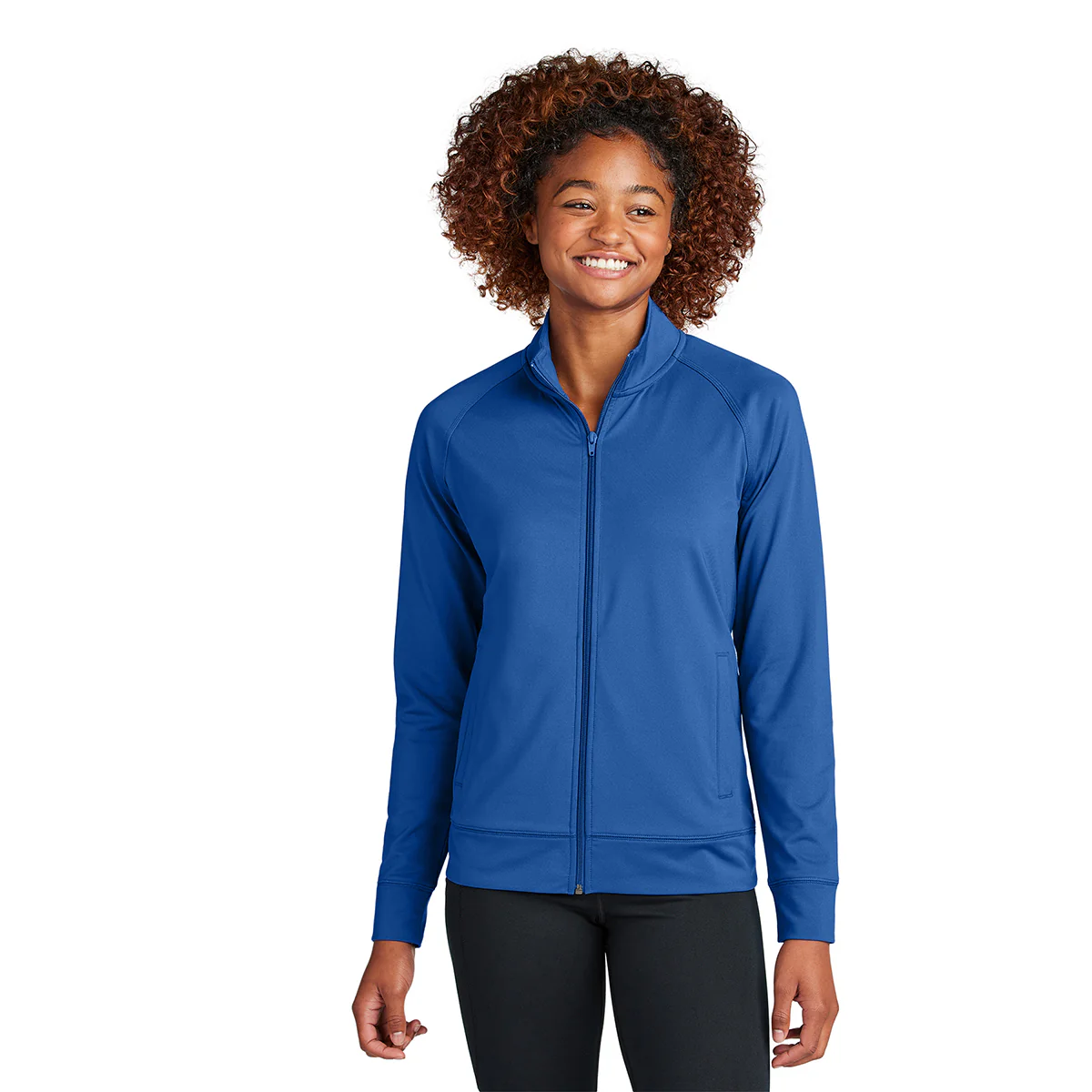 Sport-Tek Women's True Royal Sport-Wick Stretch Full-Zip Cadet Jacket - Image 3