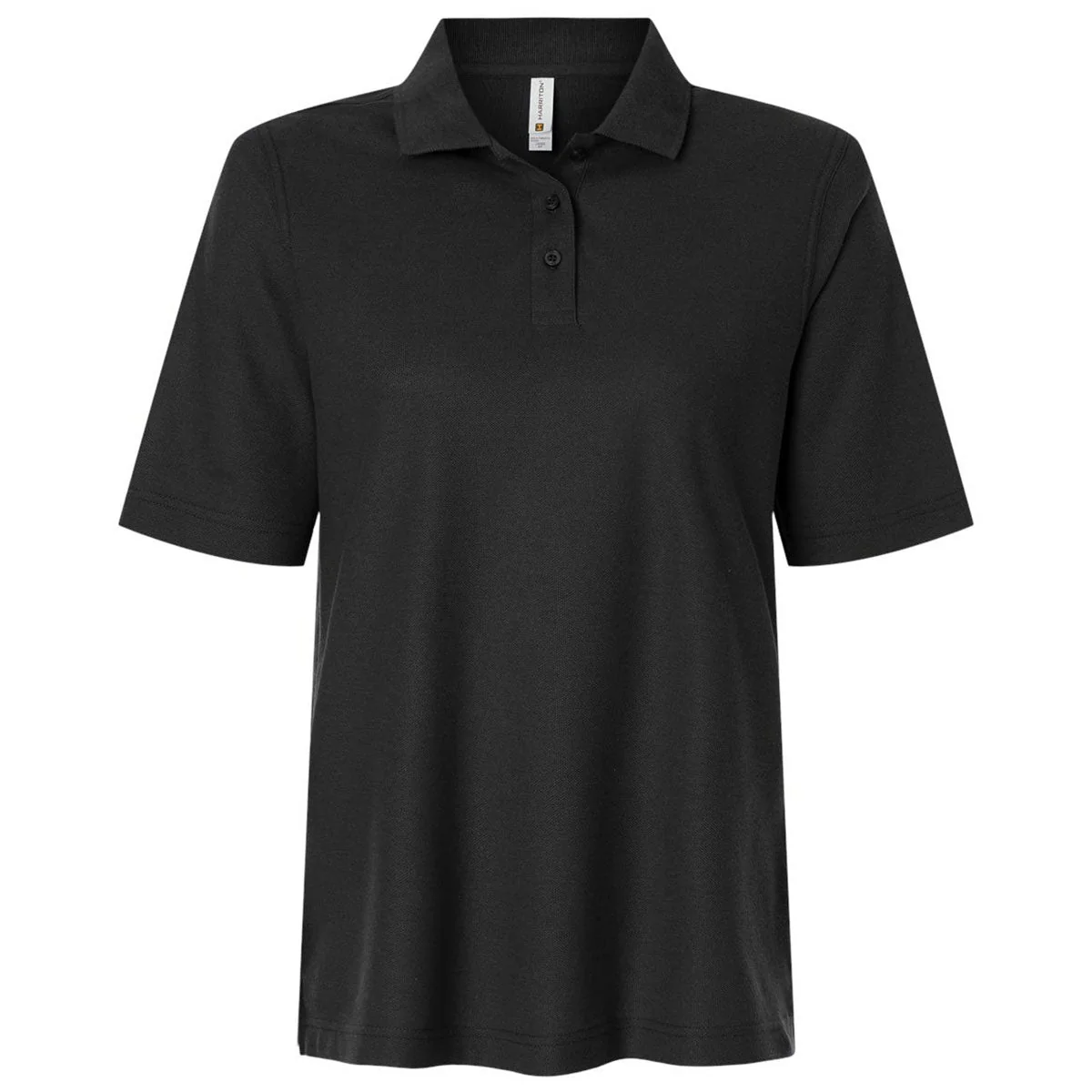Harriton Women's Black Maverick CVC Pique Polo