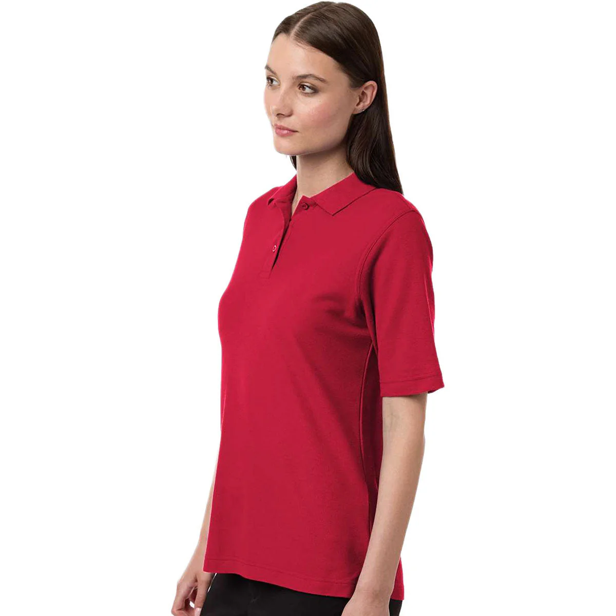 Harriton Women's Red Maverick CVC Pique Polo - Image 5