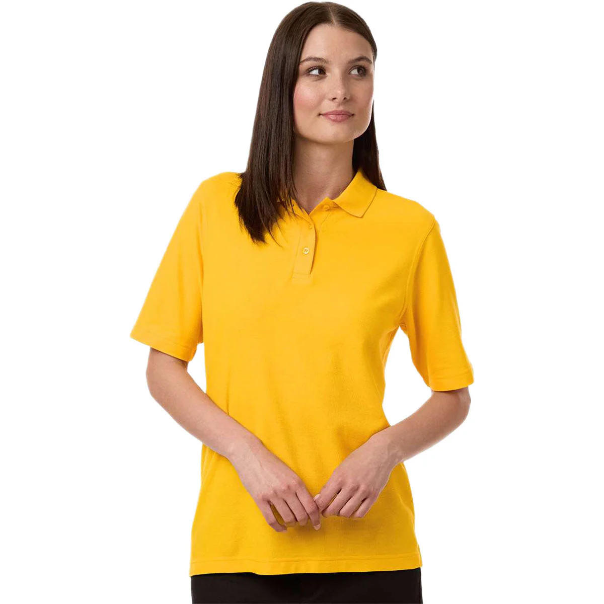 Harriton Women's Sunray Yellow Maverick CVC Pique Polo - Image 3