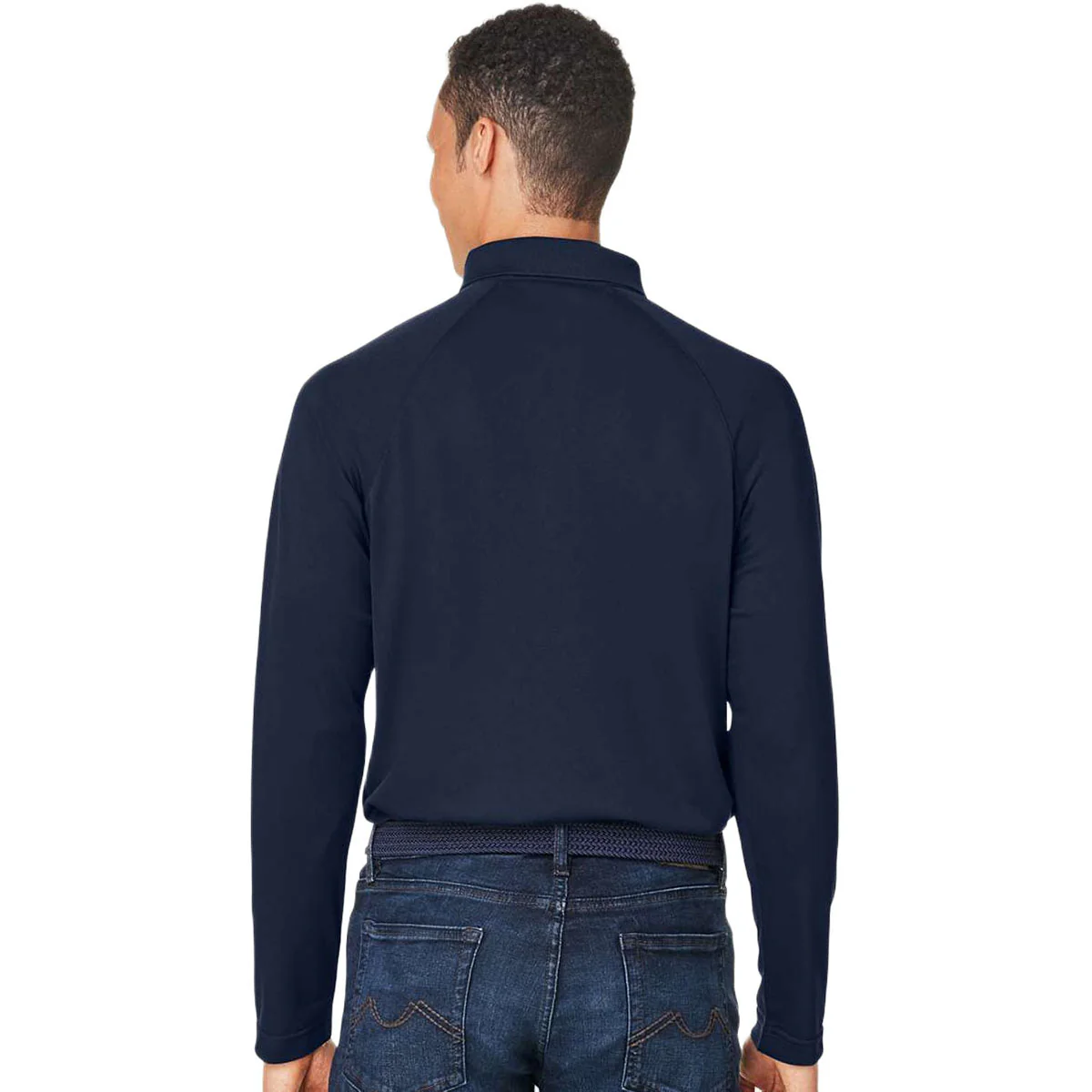Harriton Men's Dark Navy Charge Snag and Soil Protect Long Sleeve Polo - Image 4