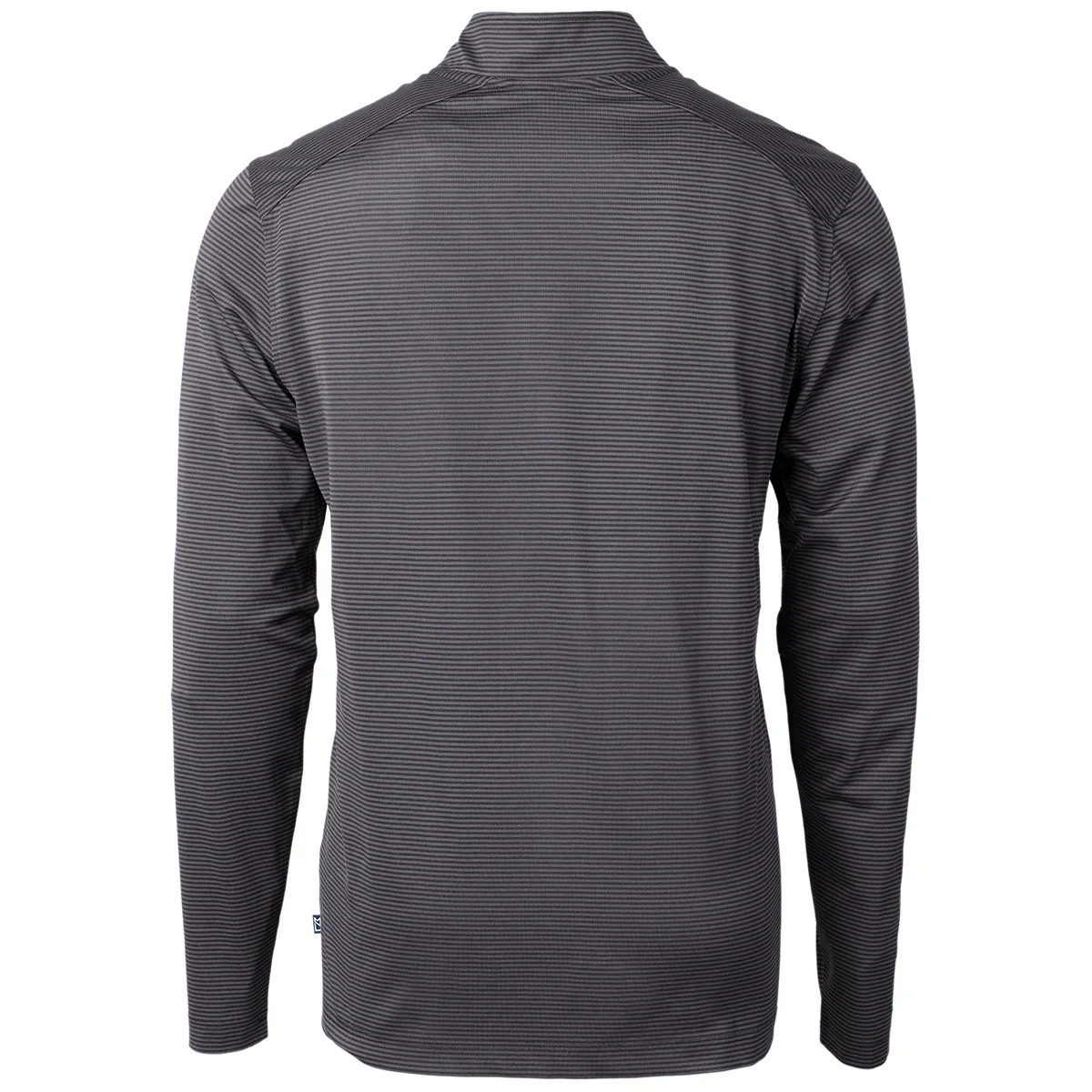 Cutter & Buck Men's Black/Elemental Grey Virtue Eco Pique Micro Strip Recycled Quarter Zip - Image 2