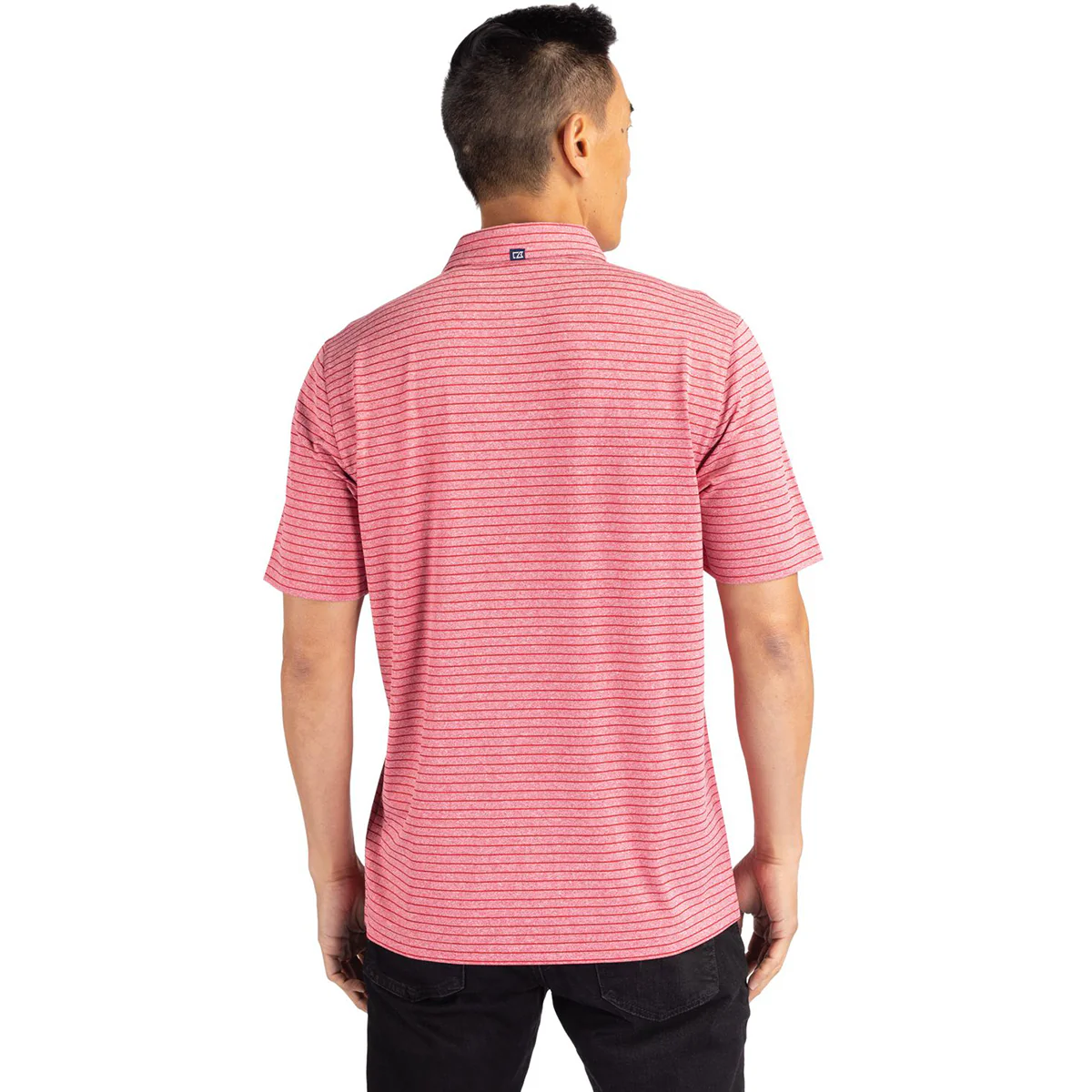Cutter & Buck Men's Cardinal Red Heather Forge Eco Heather Stripe Stretch Recycled Polo - Image 4