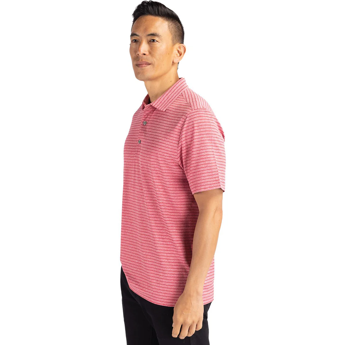 Cutter & Buck Men's Cardinal Red Heather Forge Eco Heather Stripe Stretch Recycled Polo - Image 5