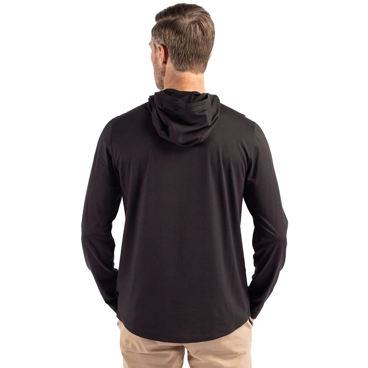 Cutter & Buck Men's Black Coastline Epic Comfort Eco Recycled Hooded Shirt - Image 4