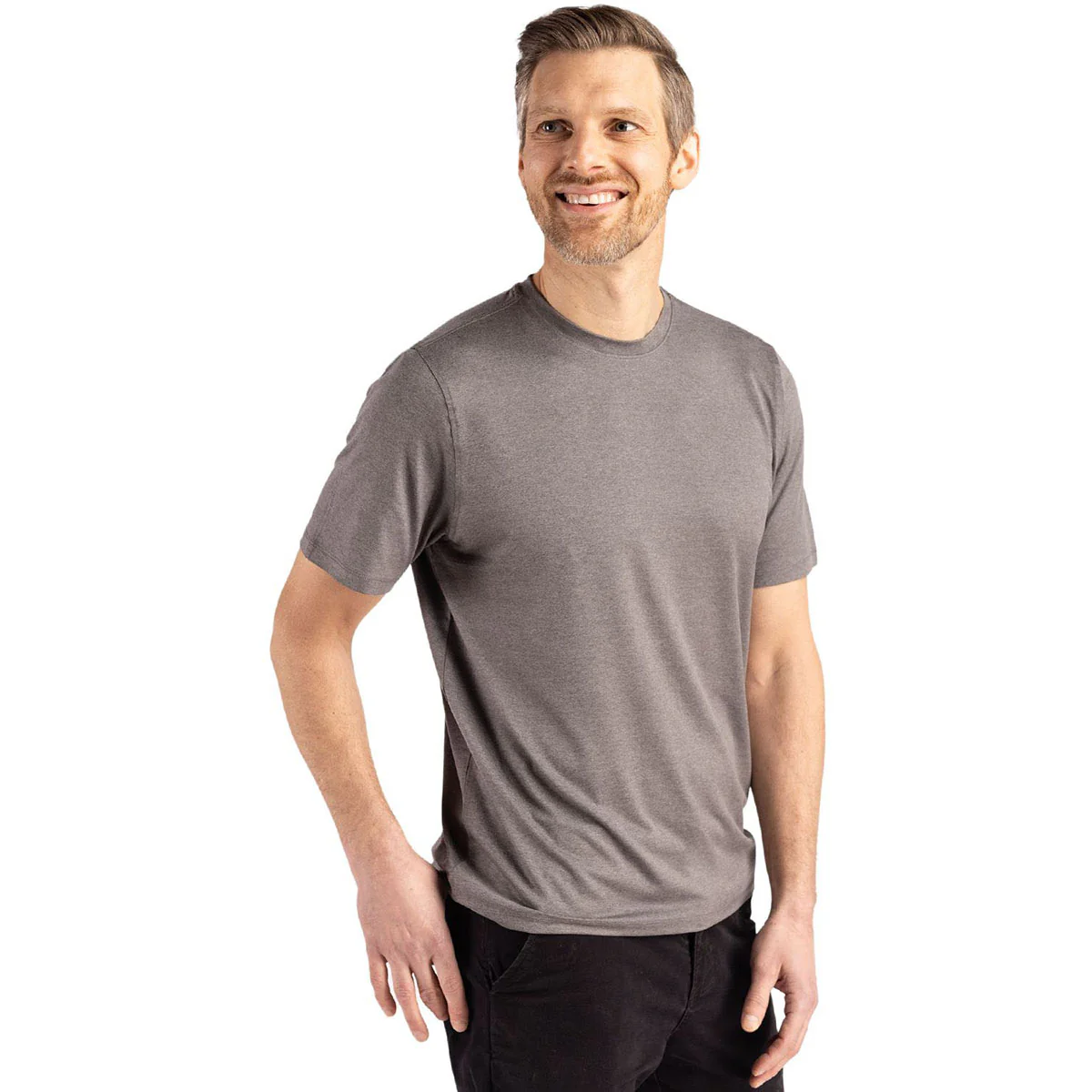 Cutter & Buck Men's Elemental Grey Coastline Epic Comfort Recycled Short Sleeve Tee - Image 5