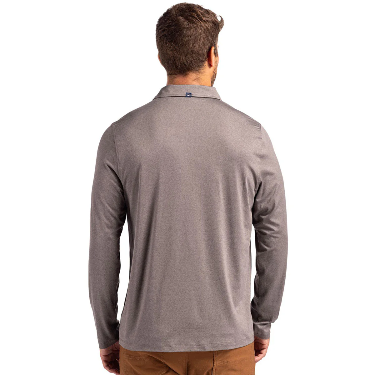Cutter & Buck Men's Elemental Grey Coastline Epic Comfort Recycled Long Sleeve Polo - Image 4