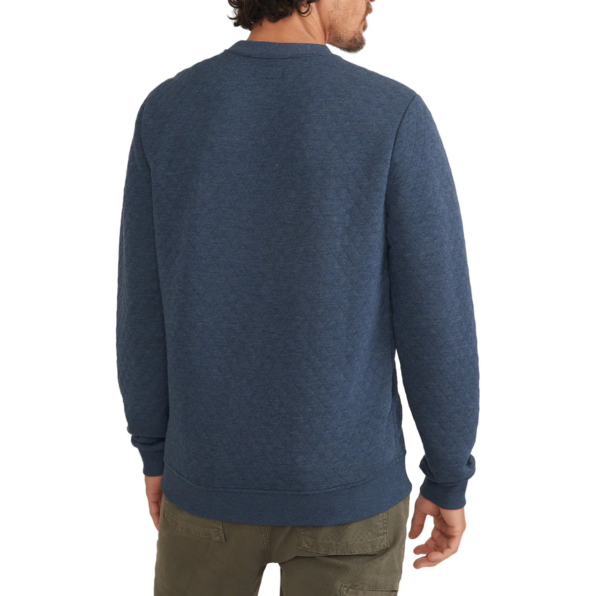 Marine Layer Men's Navy Corbet LW Diamond Quilted Crewneck - Image 3