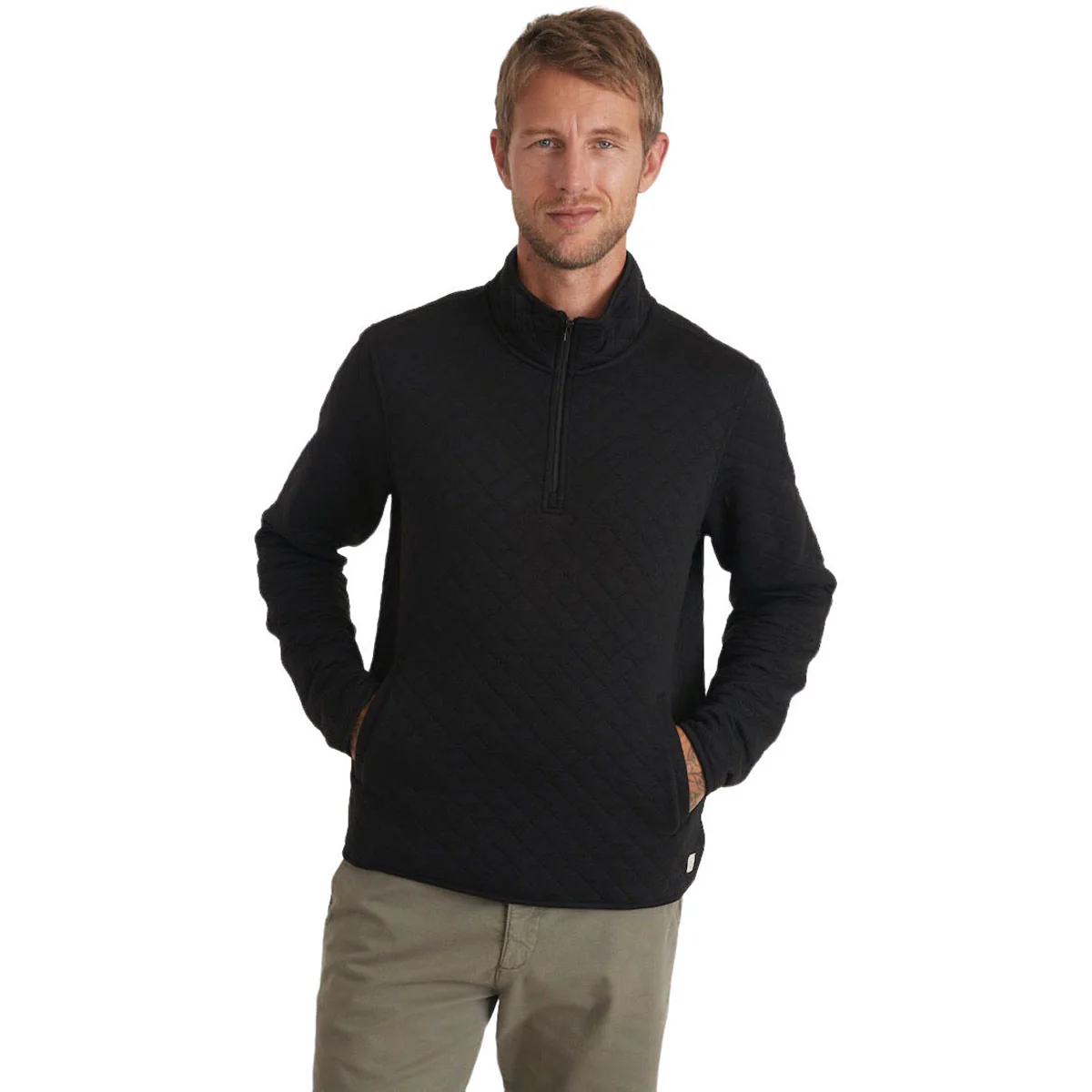 Marine Layer Men's Black Heather Corbet Quilted Pullover - Image 3