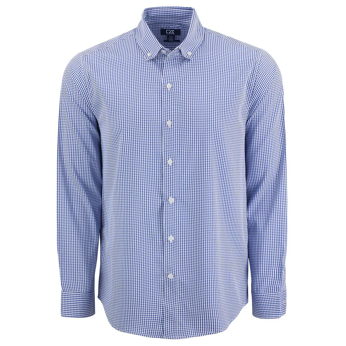Cutter & Buck Men's Tour Blue/White Skyline Epic Confidence Recycled Gingham Long Sleeve Dress Shirt