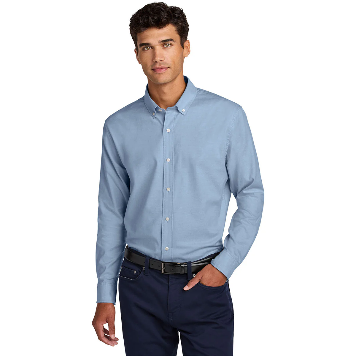 Mercer+Mettle Men's Cobalt Long Sleeve Modern Oxford Shirt - Image 3