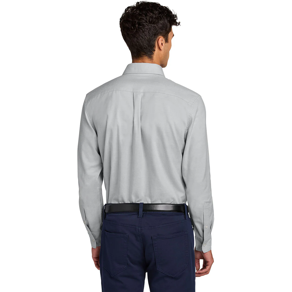 Mercer+Mettle Men's Gusty Grey Long Sleeve Modern Oxford Shirt - Image 4