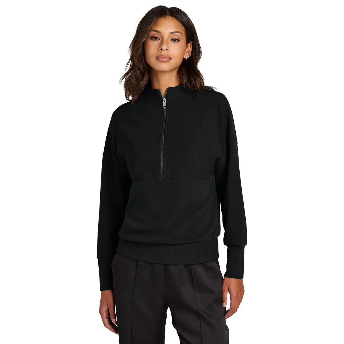 Mercer+Mettle Women's Deep Black Linear Texture 1/4-Zip - Image 3
