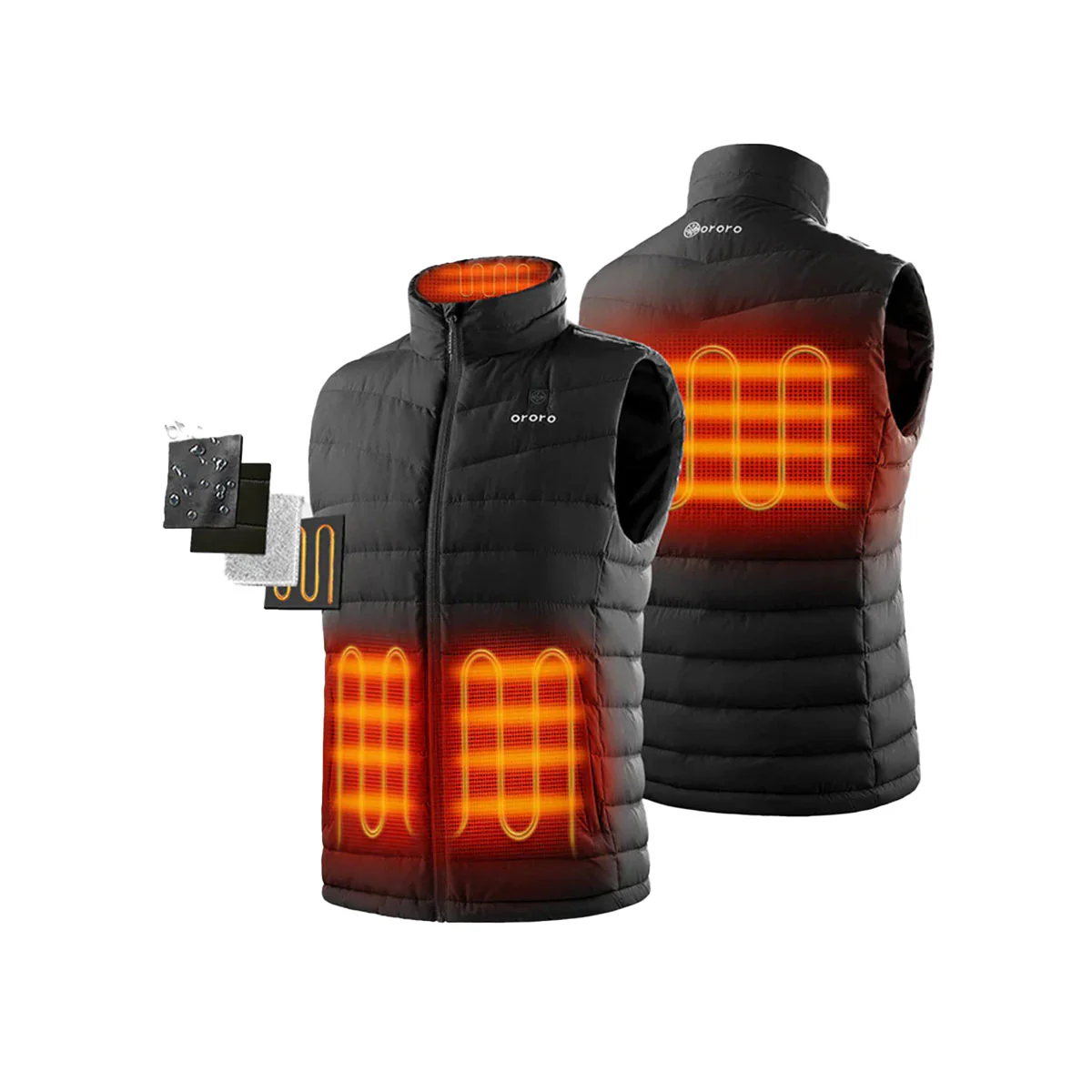 Ororo Men's Dark Grey Heated Lightweight Down Vest - Image 3