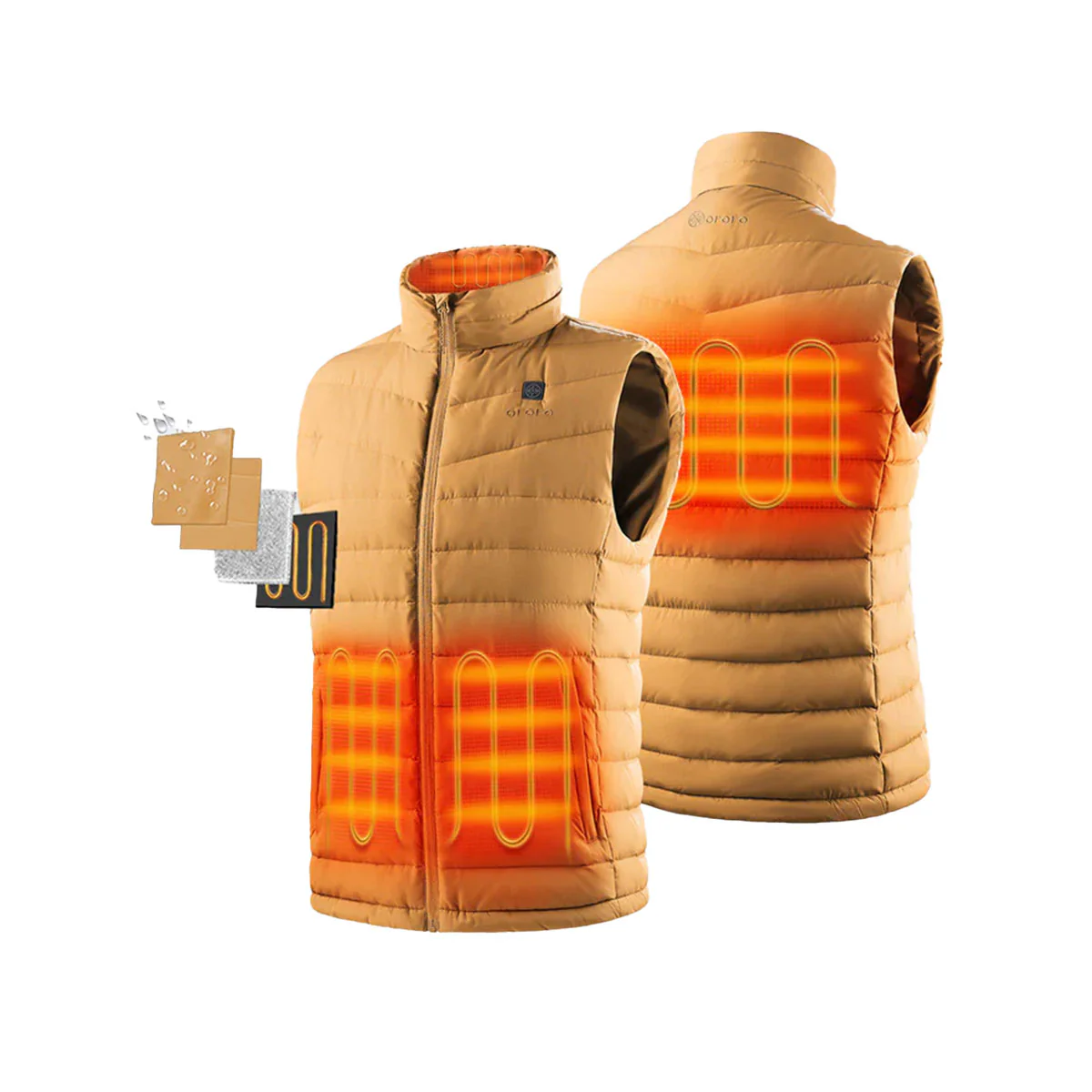 Ororo Men's Dark Khaki Heated Lightweight Down Vest - Image 3