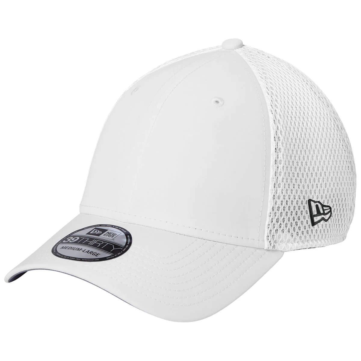 New Era White 39THIRTY Performance Stretch Mesh Cap - Image 2